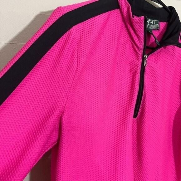Lauren Ralph Lauren Active Pink Textured Quarter Zip Pullover SZ L - Picture 4 of 6
